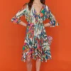 JAYLEY Havanna Tropical Wrap Midi Dress