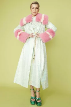 JAYLEY Iridescent Sequin Velvet Trench Coat