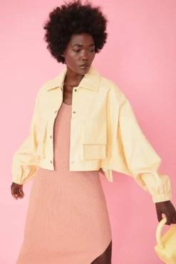 JAYLEY Lemon Faux Leather Jacket