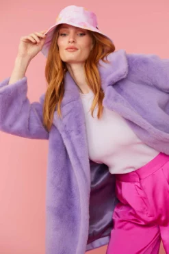 JAYLEY Lilac Faux Fur Coat