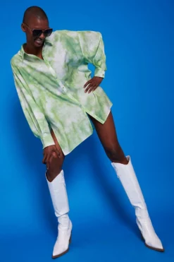 JAYLEY Love Herb Green Shirt Dress