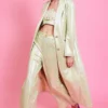JAYLEY Metallic Hi-Shine Trench Coat