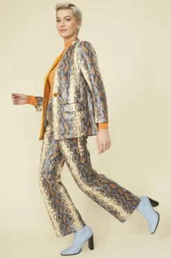 JAYLEY Metallic Snake Print Trousers