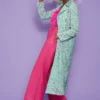 JAYLEY Mint Sequin Velvet Trench Coat