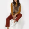JAYLEY Mocha Cashmere Blend Faux Fur Gilet