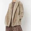 JAYLEY Mocha Faux Fur Midi Coat
