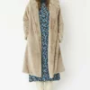 JAYLEY Mocha Faux Fur Midi Shaved Shearling Coat