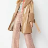 JAYLEY Mocha Faux Suede Aurora Coat With Faux Shearling Cuff & Collar