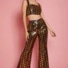 JAYLEY Multi-Coloured Geometric Sequin Flares