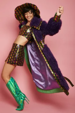 JAYLEY Multi-Coloured Geometric Sequin Mini Skirt