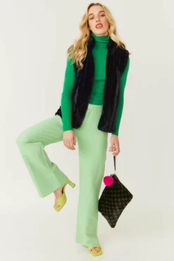 JAYLEY Navy Faux Fur Gilet