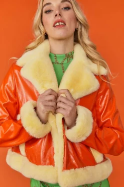 JAYLEY Orange And Yellow Aviator Style Jacket