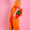 JAYLEY Orange Silk Blend Maxi Ruffle Dress