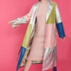 JAYLEY Patchwork Metallic Trench Coat