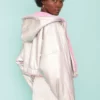 JAYLEY Pink And Metallic Silver Faux Shearling Reversible Hooded Jacket