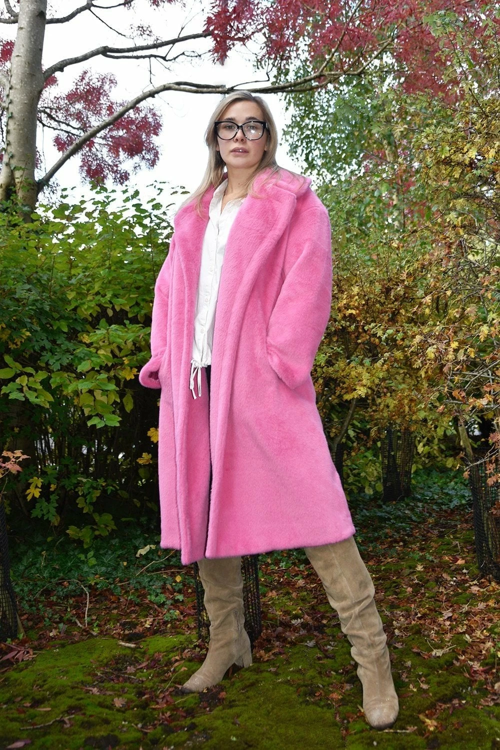 JAYLEY Pink Faux Fur Coat - Image 4