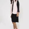 JAYLEY Pink Faux Fur Faux Suede Diagonal Stripe Gilet
