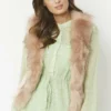 JAYLEY Pink Faux Fur Faux Suede Gilet