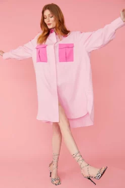JAYLEY Pink Kate Shirt Dress
