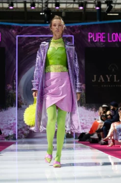 JAYLEY Pink Sequin Trench Coat