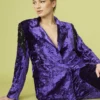 JAYLEY Purple Crushed Velvet Blazer Jacket