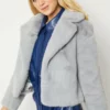 JAYLEY Purple Faux Fur Cropped Coat