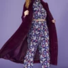 JAYLEY Purple Faux Fur Maxi Coat