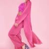JAYLEY Rayon Blend Pink Maxi Coat