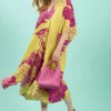 JAYLEY Rayon Blend Sienna Floral Maxi Kimono Dress