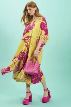 JAYLEY Rayon Blend Sienna Floral Maxi Kimono Dress