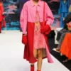JAYLEY Red And Pink Eco Leather Trench Coat