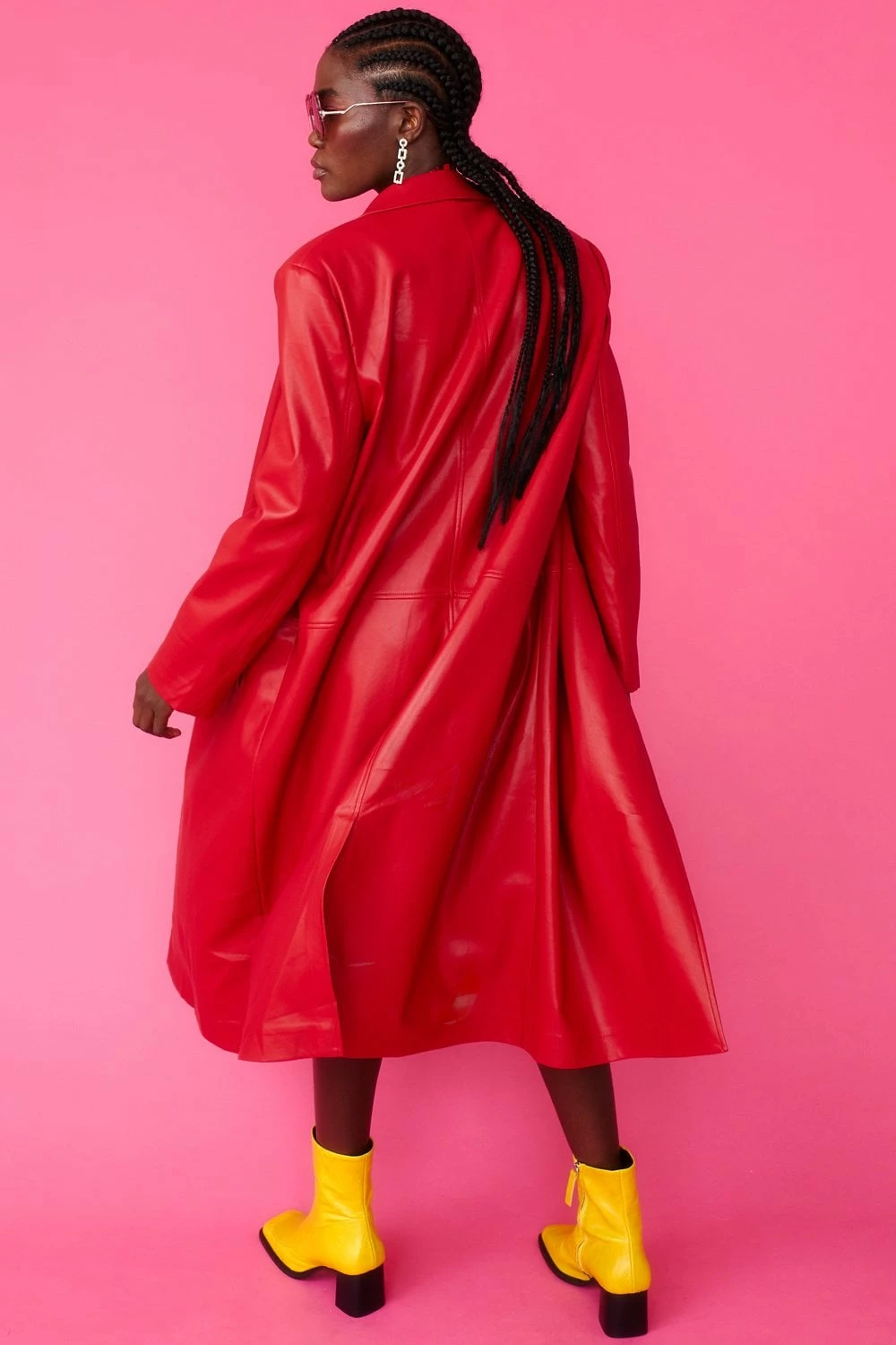 JAYLEY Red Eco Leather Trench Coat - Image 2