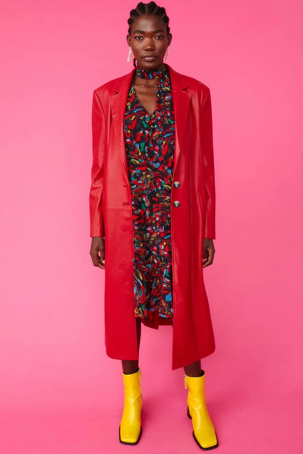JAYLEY Red Eco Leather Trench Coat - Image 4