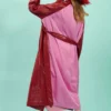 JAYLEY Red Eco Leather Trench Coat With Pink Back Panel