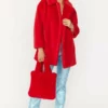 JAYLEY Red Faux Fur Duchess Midi Coat