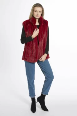 JAYLEY Red Faux Fur Gilet