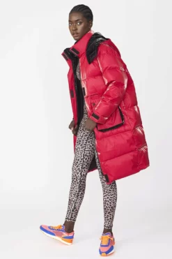 JAYLEY Red Hooded Puffer Down Coat