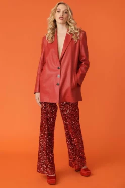 JAYLEY Red Sequin Flares