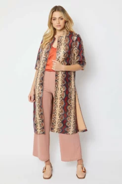 JAYLEY Red Snake Print Faux Suede Jacket