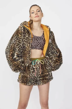 JAYLEY Reversible Hooded Faux Fur Bomber Jacket