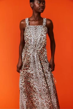 JAYLEY Silk Blend Animal Print Maxi Tea Dress