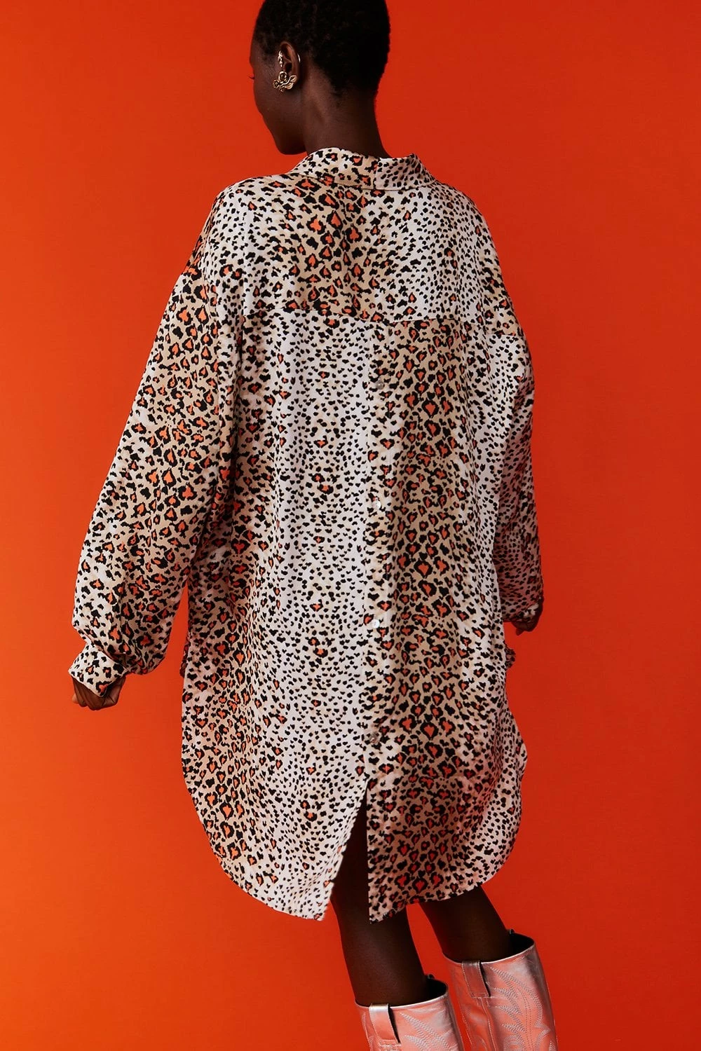 JAYLEY Silk Blend Animal Print Shirt Dress - Image 2
