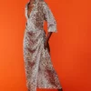 JAYLEY Silk Blend Animal Print Wrap Maxi Dress