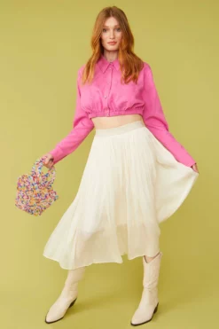 JAYLEY Silk Blend Cropped Kate Shirt