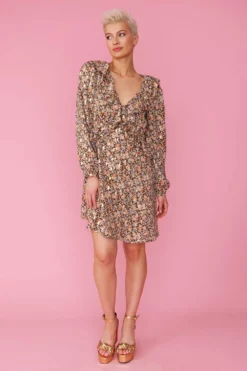 JAYLEY Silk Blend Floral Knee Length Dress