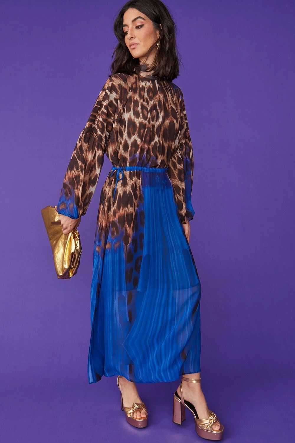 JAYLEY Silk Blend Leopard Maxi Dress - Image 3