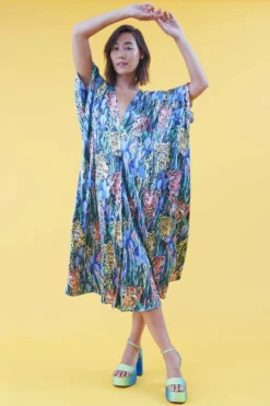 JAYLEY Silk Blend Oversized Maxi Kimono