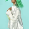 JAYLEY Silver Faux Leather Blazer With Feather Details