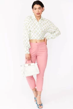JAYLEY Sustainable Rose Petal Blouse With Spots In Baby Blue