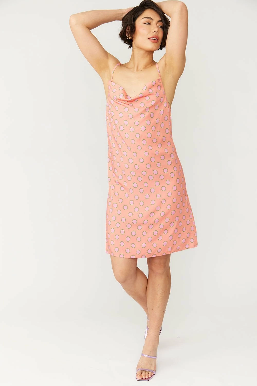 JAYLEY Sustainable Rose Petal Cami Polka Dot Dress - Image 2